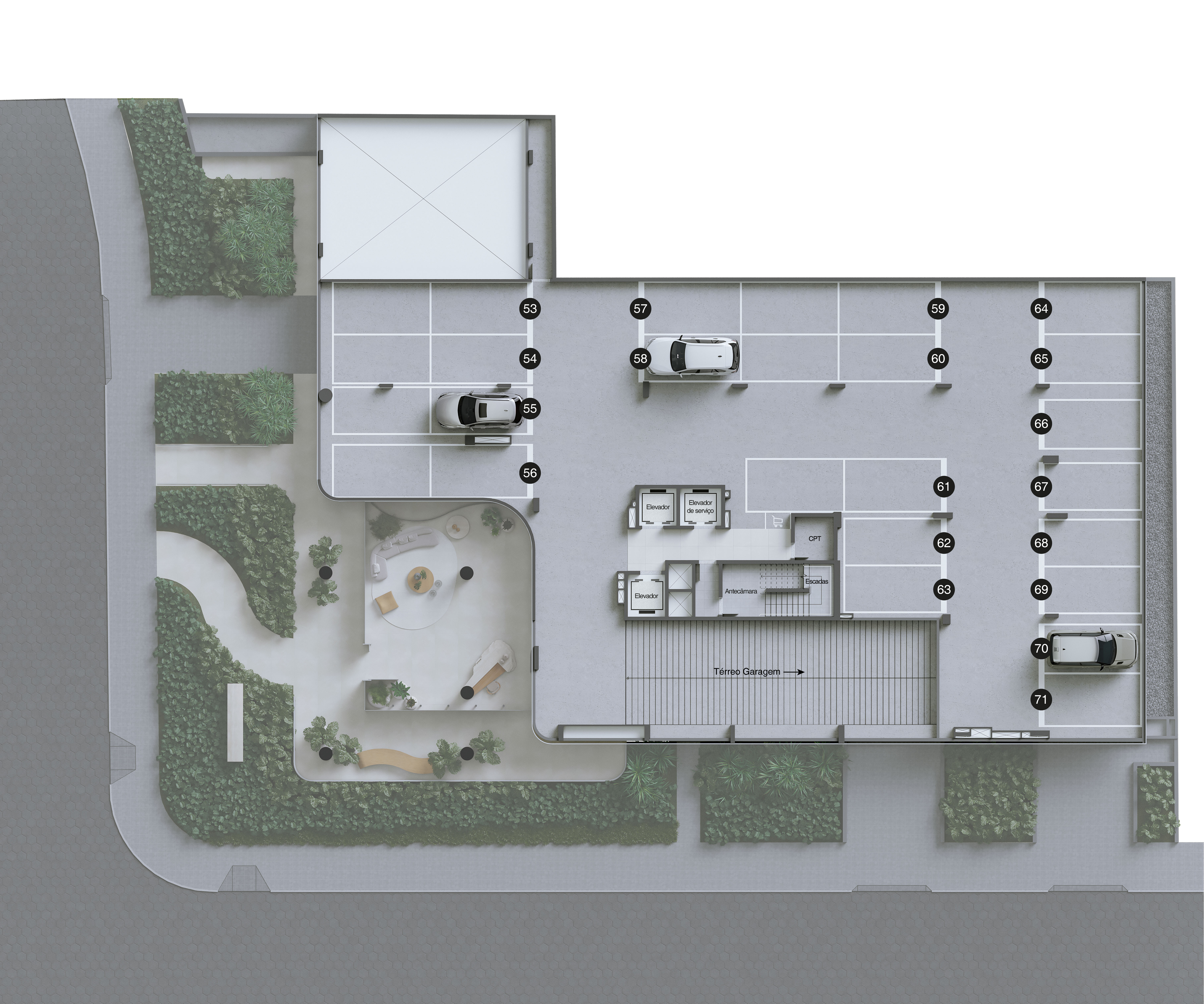 Monte Leone Residencial — 1º pavimento de garagem