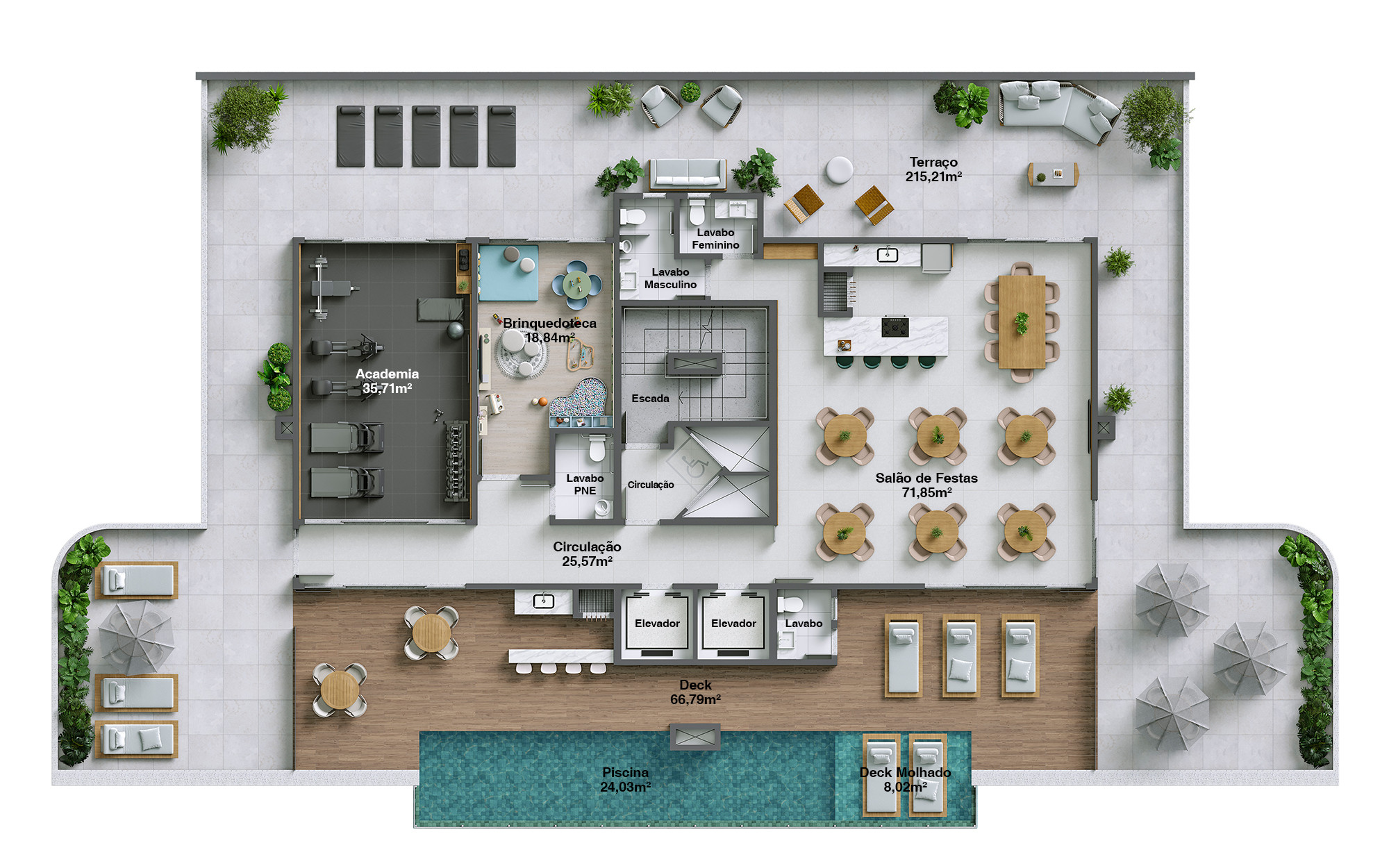 Mar di Licata Residencial — área de lazer no rooftop
