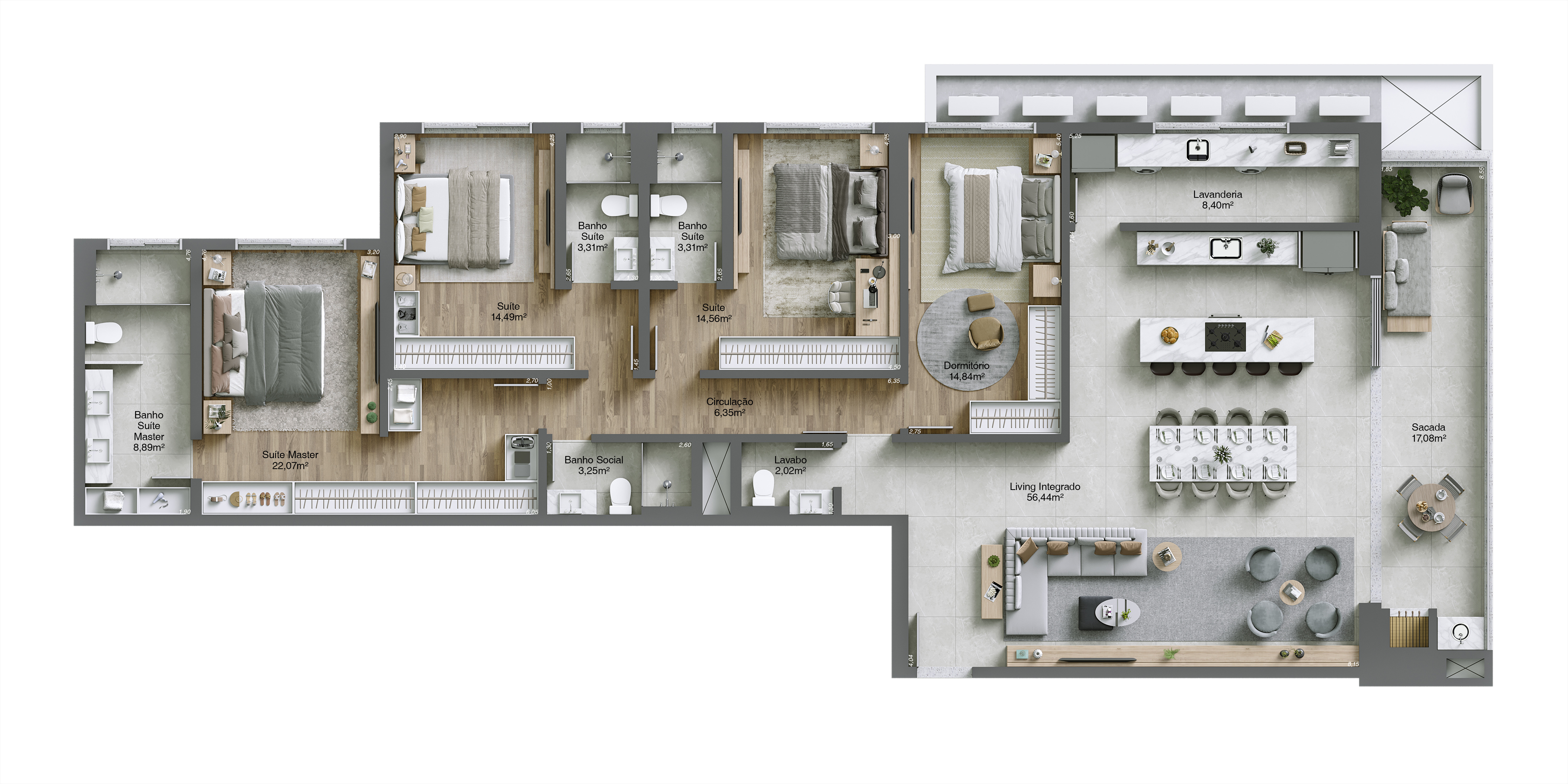 Águas de Marano Residencial — planta apartamento tipo final 01