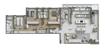 Apartamento tipo - Final 01 (Sugestão Living Ampliado | Home Office)
