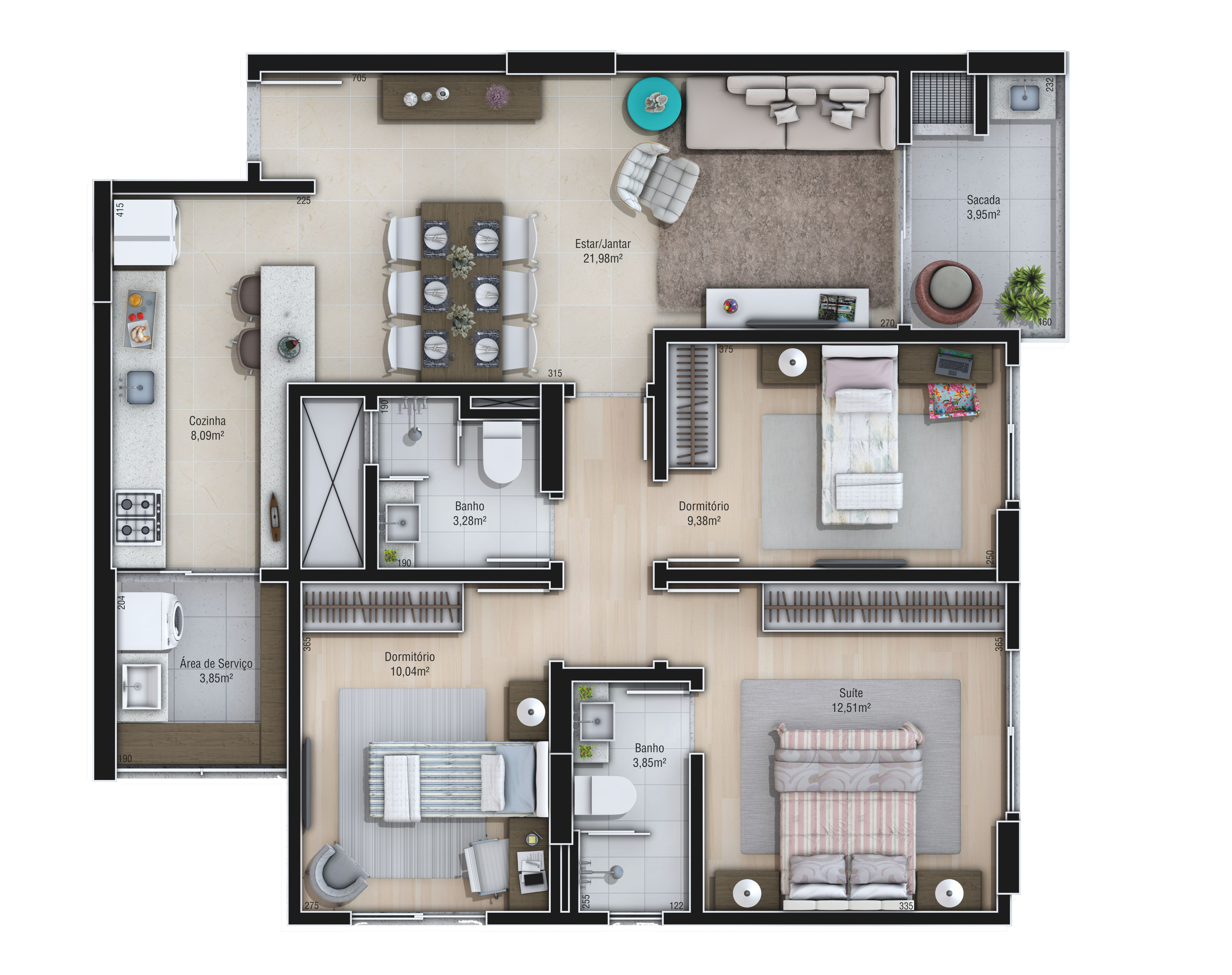 Due Fratelli Residencial — Apartamento tipo - Final 2 (Final 1 possui a mesma planta apenas rebatida)