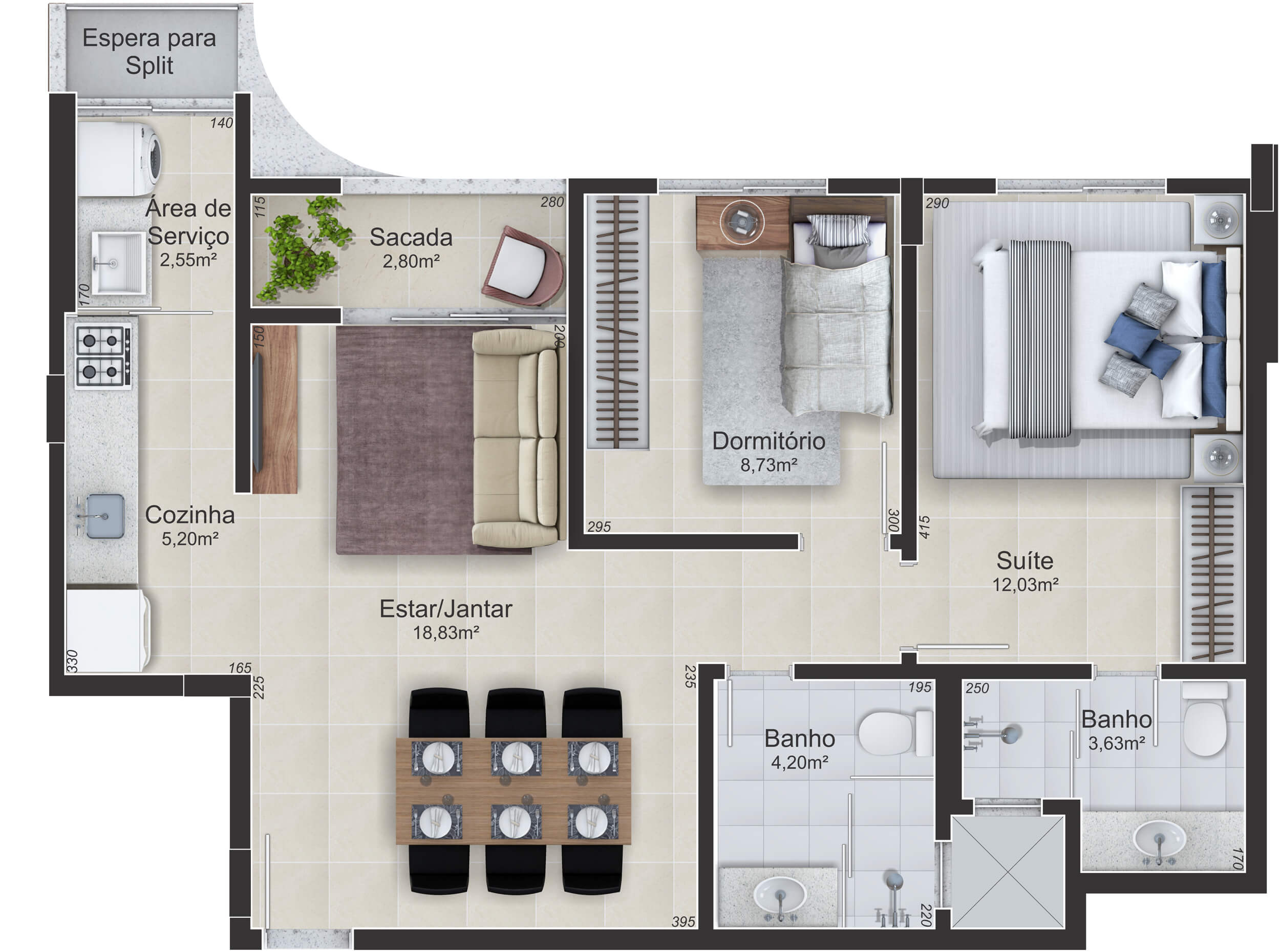 Pavia Residencial — Apartamento tipo - Final 3 - Torres 1 e 2