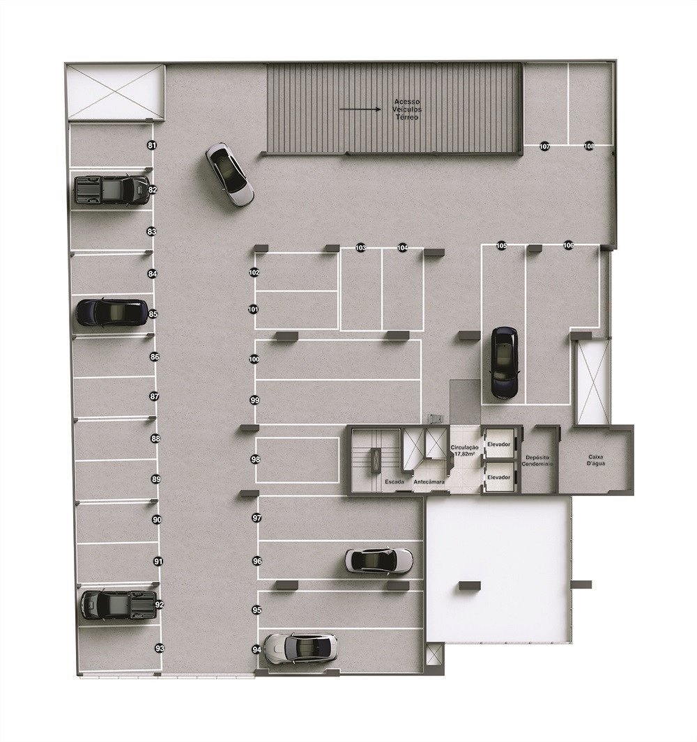 Tremezzo Residencial — pavimento de garagem