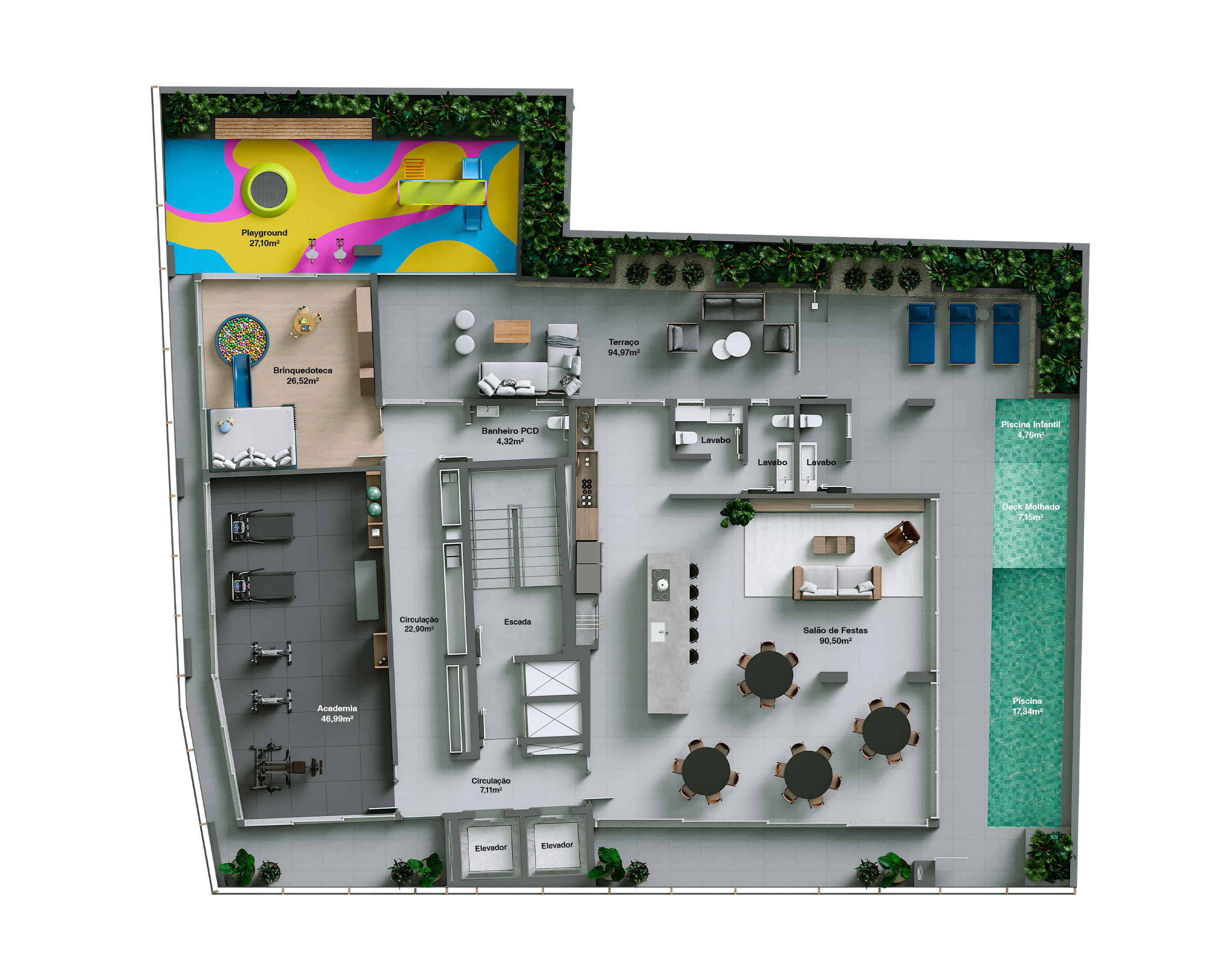 Fidenza Residencial — pavimento de lazer