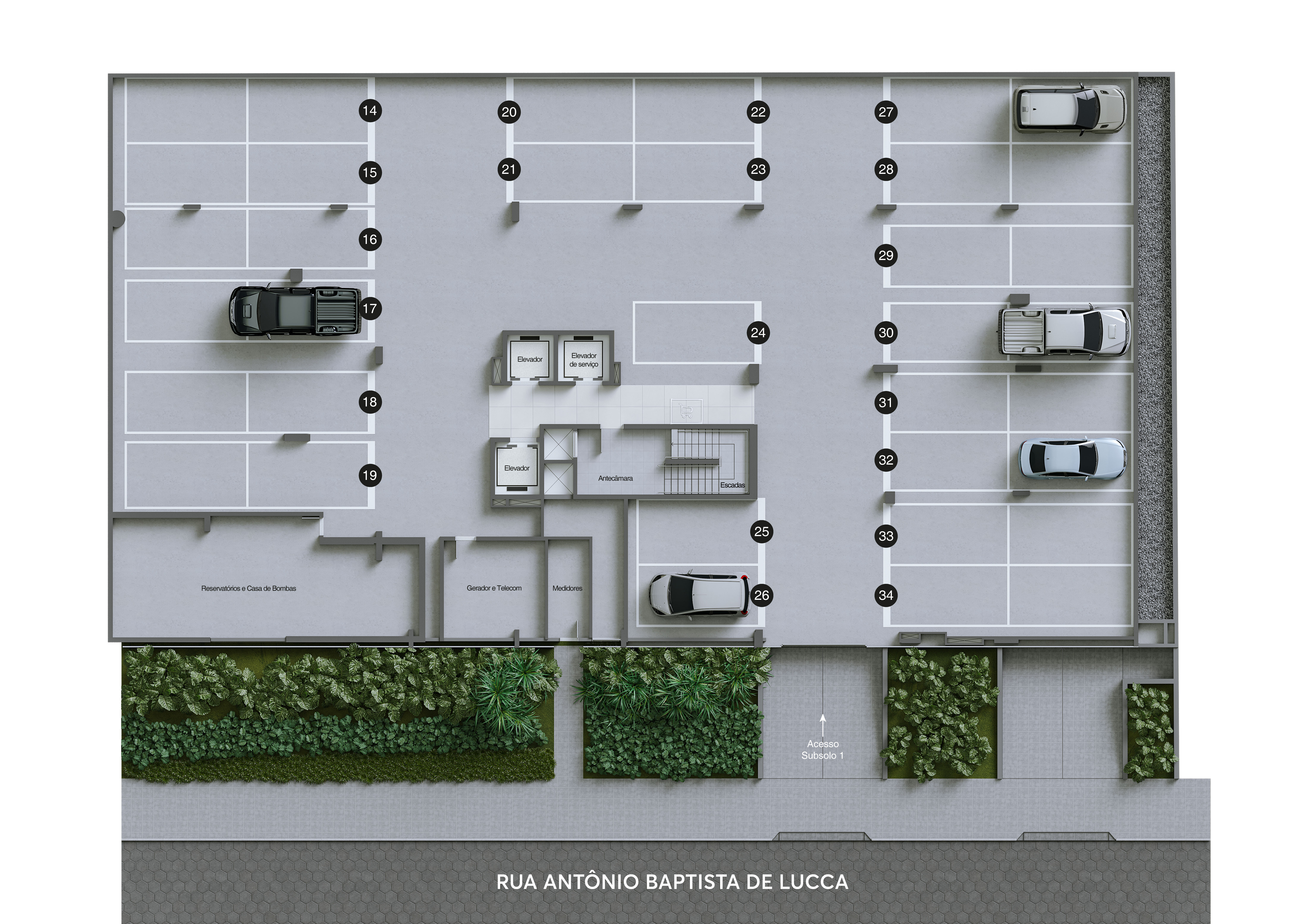 Monte Leone Residencial — subsolo 1, garagem