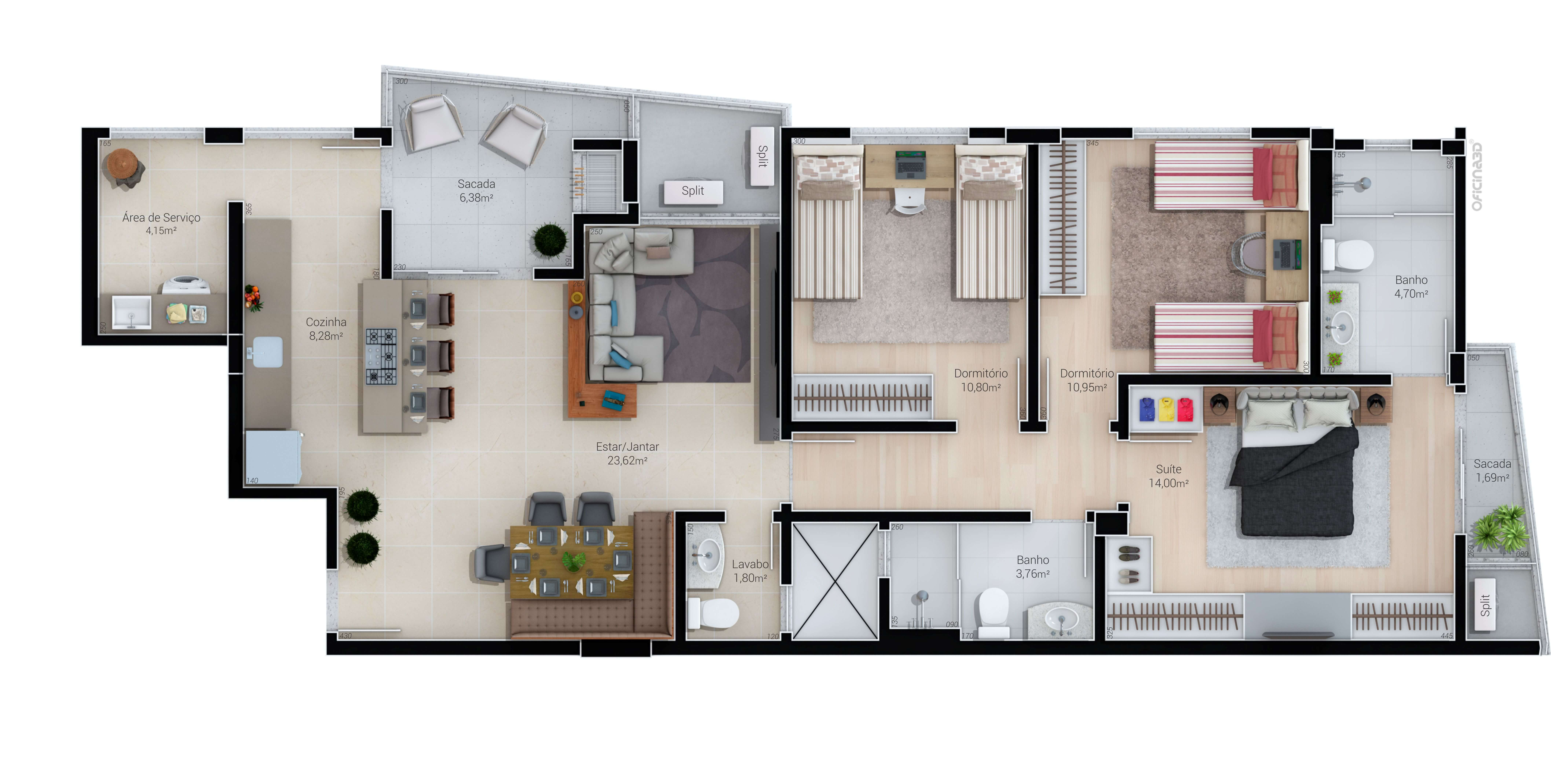 Castellano Residencial — Apartamento tipo - Final 4 | Final 3 possui a mesma planta rebatida