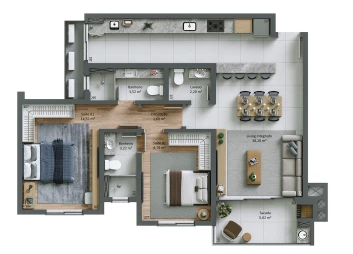 Torre 02 | Planta Tipo Final 02 (102, 202, 302 e 402)